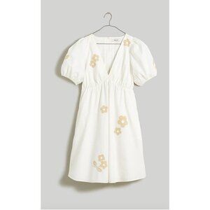 Madewell White and Tan Floral Mini Dress